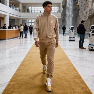 Adidas Men’s Large 2 Piece Tracksuit Set Magic Beige Jacket IY9888 Pants JW3614